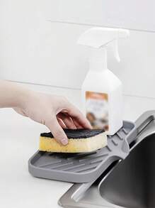 1/2 piezas Felpudo para grifos de cocina - Protector antideslizante de silicona con soporte para esponja de secado rápido - Perfecto para cocina y baño, felpudo de drenaje esencial para grifos