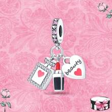 925 Sterling Silver Women's Jewelry Lipstick Perfume High Heels Imitation Series Charms Dress And Flower Charms Red High Heels Charms Suitable For Women's Bracelets DIY Jewelry Making And Daily Clothing Matching Jewelry Decoration Suitable For Girls