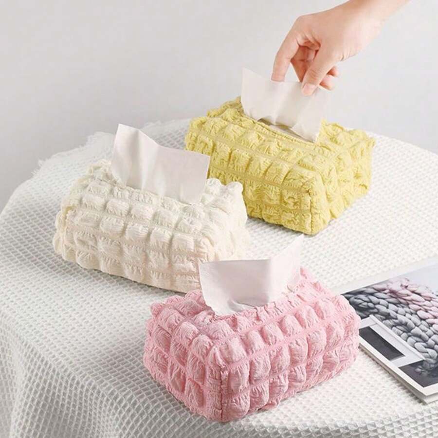 1pc Leather Tissue Box Foldable Napkin Holder For Home, Car, And Bathroom Use Rectangle Nordic Style Paper Storage Box For Kitchen And Decoration Stylish And Functional Tissue Holder - Multicolor - View 1