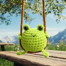 DIY Swing Frog Crochet Kit For Beginners, Amigurumi Stuffed Animals - Gift Animal Crochet Starter Kit All-In-One Complete Crochet Kit Learn To Crochet Sets With Instructions And Step By Step Video Tutorials For Adults Cute Animal Doll DIY Crafts For Home Decor - Green - View 4