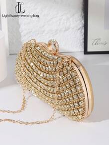 1pc Women Diamond Decor Clutch Bag, Fashion Handbag, Shoulder Bag, Luxury Custom Evening Bag, Suitable For Wedding, Party, Gathering, Banquet, Model, Birthday, Valentine's Day Gift