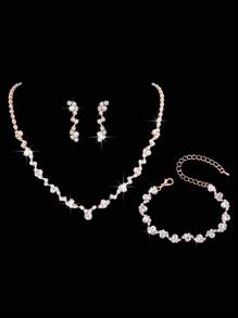 1 Set Of Fashion Jewelry, Including Necklaces, Earrings, Bracelets, Suitable For Women's Daily Wear, Weddings, Parties, Etc.