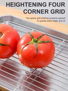 1 Piece Stainless Steel Grill Pan Square Dish Drainer Tray, Sizes 11, 10 And 8.6 Inches, Easy To Clean, Set, Grill Pan Mesh Rack Drainer Prep Tray, Stainless Steel Grill Pan With Cooling Racks - Great For Grilling Meat And Chicken - Available In 3 Sizes, Oven And Dishwasher Friendly! - Multicolor - View 4