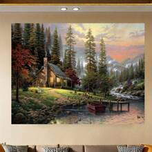 A Thomas Kinkaid Garden Canvas Wall Artwork Adorns The Poster - 1 Piece Of Wood Framed Oil Painting (3) Thickness 2.25 Cm/0.9 Inch- Home Decoration For All Occasions - Ideal New Year, Valentine's Day, Thanksgiving, Easter, Christmas Gift , Room Decoration Aesthetic, Wall Decoration Art, Perfect Gift, Autumn And Winter Wall Decoration, Living Room Decoration, Bedroom Decoration, Kitchen Decoration, Entry Decoration, Bathroom Decoration, Direct Wall Painting, High Quality Wall Painting Poster - 彩色 - 查看 2