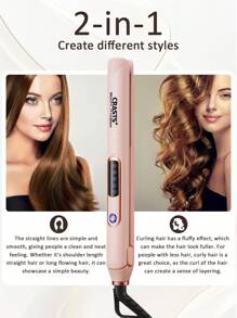 CRASTS 专业直发器、平板直发器、卷发器、快速加热、液晶显示屏、快速温度调节、钛硬板、家庭和沙龙使用、护发礼品 - 美規A型插(110-127V) - 查看 8