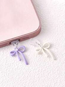 Bow Hanging Decoration Dust Plug Charging Port Rubber Plug Data Port Blockage Compatible With Apple Port Type-C Port Mobile Phone