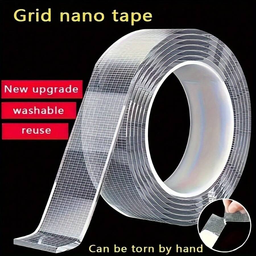 2 件 3.28 英尺 - 16.4 英尺超强双面纳米胶带 - 透明、可拆卸、防水和粘合条，适用于重型办公用途、安装、固定和粘合 - 透明 - 查看 1