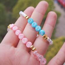 1pc Boho Letter Bead Customized Name Personalized Gold Heart Acrylic Accessory, Gift For Women, Anniversary, Mother's Day, Handmade