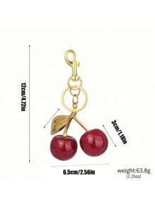 2 件套独特樱桃钥匙扣，饰有闪亮树脂仿珍珠和仿珍珠心形吊坠，合金 C 形挂钩，适用于女士钱包和包包，是送给家人、朋友、情侣、情人节、伴娘的理想礼物，也可作为蝴蝶结装饰。 - 紅色 - 查看 2