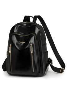 Large Capacity Fashion Women Travel Laptop Backpack, Student Backpack, Street Style - Black - View 2