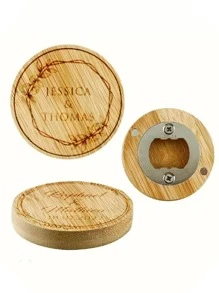1/3/Customizable Bamboo Bottle Opener With Name And Date, Suitable As Wedding Gifts, Can Be Used As Handmade Magnetic Bottle Opener, Fridge Magnet, Wedding Favors, Multi-Functional Wooden Bottle Opener Suitable For Guests, Ideal Wedding Souvenirs
