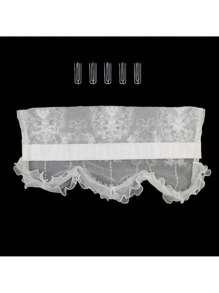 1pc French Double Pearls Lace Bottom Short Sheer Curtain High-Grade Embroidered Half Yarn Drapes For Window Kitchen Door