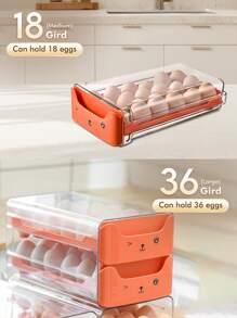 1个冰箱鸡蛋收纳盒，1-2层鸡蛋抽屉，大容量鸡蛋容器，可堆叠，带可拆卸蛋托 - 2層橙色 - 查看 4