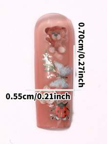 A Box Of Mixed Insect And Animal Wood Pulp Nail Ornaments, Spring Simple Nail Decoration Small Accessories, Women Choose Flowers And Animals Mixed Ornaments
