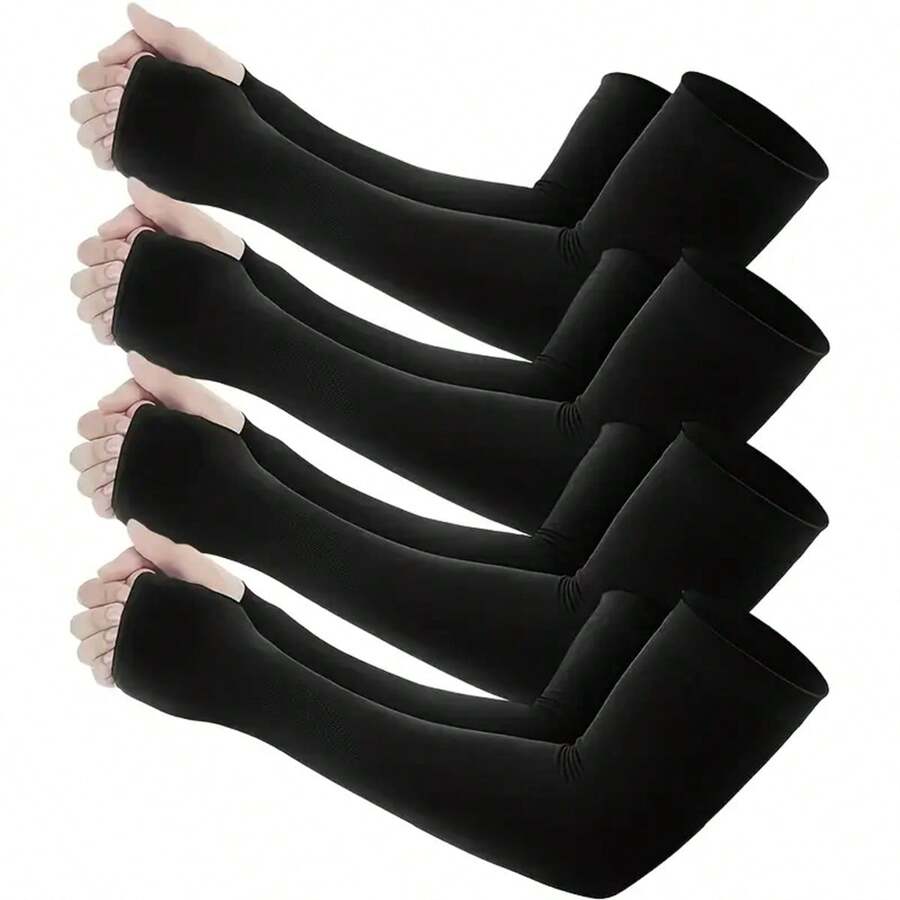 4 Pairs Sun Protection Cooling Arm Sleeves With Thumb Holes For Golf Basketball Cycling Fishing Driving - Women's Sports Ice Sleeves - View 1