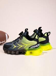 1 双青少年网眼厚底运动鞋，拼色鞋面，双层 PVC 鞋底，柔软舒适的网眼材质，轻便透气，可调节旋转扣，适合休闲和运动穿着彩色运动鞋 - 彩色 - 查看 3