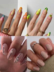 8pcs Spring Easter Flower And Grass Nail Stickers, Summer Cute Flower And Grass Butterfly Rabbit Rabbit Nail Art Stickers Decals, Cartoon Rainbow Print 3D Self-Adhesive Nail Design, Suitable For Acrylic Nails, Meniscus Supplies For Women And Girls