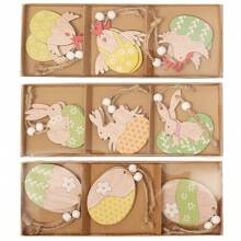 6 pièces/set Nouvelles décorations de Pâques, ornements d'animaux en bois peints de manière créative, cartes de Pâques, fournitures de fête, décoration suspendue artisanale, joli cadeau