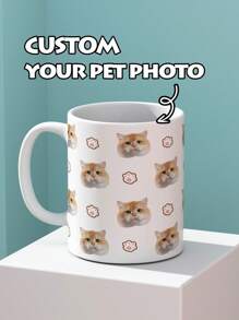 1 pieza Taza personalizada de 11 oz/350 ml con cara de gato, taza personalizada con cara de mascota - Taza para mascotas personalizada para amantes de los gatos, regalo para mamá y papá de gatos, decoración del hogar para el Día de San Valentín, regalo de San Valentín único para ella, regalo para colegas, taza personalizada con foto para dueños de gatos, regalo perfecto para amantes de los gatos