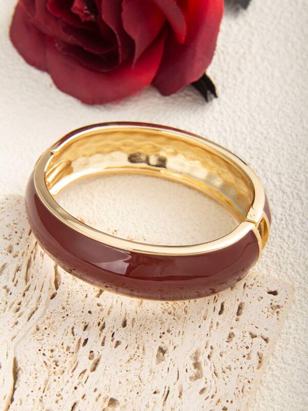 1 pezzo Bracciale a bangle semplice e bohémien, colore bordeaux, adatto per uso quotidiano e per occasioni di festa