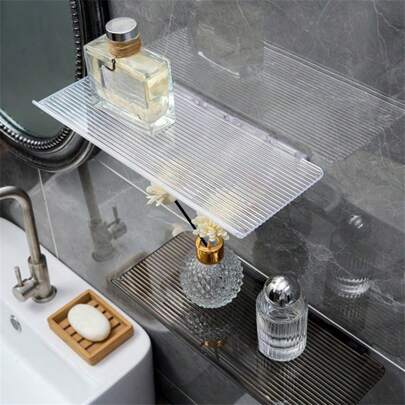 Acrylic Wall Mounted Shelf, Bathroom Vanity, Washroom, Kitchen Wall Shelf, No-Drill Back To School Bathroom Accessories