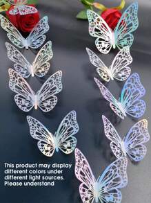 12pcs/Set 3D Hollow Butterfly Wall Stickers, Cake Decor, Wedding Decor, Home Living Room Decor Gifts Birthday Graduation Home Decor Wall Decor Bathroom Decor Bedroom Decor Room Decoration Stuff House Decor Home Decor Living Room Wall Paper Personalised Stickers School Decor School Surprise Dormitory Decor Back To School