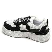 Women's Chunky Sole Sneakers | Comfortable Textured Laces - Black - View 3