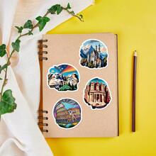50PCS World Landmark Attractions Stickers Vinyl Aesthetics Stickers Scrapbooking, Diary, Bumper, Skateboard, Water Bottle, Cartoon, Hard Hat, Car Stickers And Decals