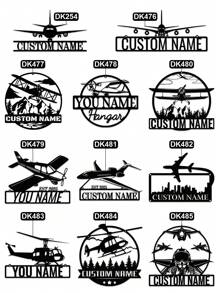 One Custom-Designed Metal Wall Hanging Featuring Airplanes, Helicopters, Fighter Jets, Pilots, And Aviation Themes - Customizable With Name, Date, And Text - Airplane Silhouettes And Cityscapes, Badges And Military Aircraft Gifts, Perfect For Birthdays And Graduations. - Multicolor - View 4