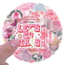 Pegatinas de vaquera disco, paquete de 55 unidades, pegatinas de vaquera de moda rosa, calcomanías y pegatinas de vinilo para portátil, suministros para fiestas como regalos (DiscCwgirl) papelería manualidades libro de sticker estikers - Multicolor - Ver 2