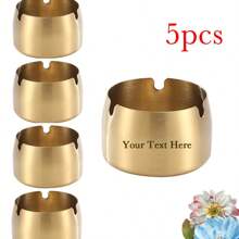 5 piezas Set de ceniceros de acero inoxidable a prueba de viento, personalizado con grabado láser, adecuado para promociones de eventos, regalos corporativos, fiestas de boda y cumpleaños, picnic y camping, decoración para jardín, bar, restaurante, cafetería, regalo ideal para familia, pareja, compañero de trabajo
