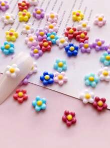 50pcs Macaron Nail Decoration DIY Multi-Color Random Mix, Nail Salon, Color Sunflower, Frangipani, Five-Petal Flowers, Spring And Summer