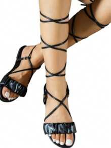 Gladiadora Samar Blanca Efecto Resorte - Negro - Ver 3