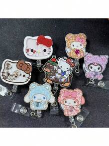 Sanrio 1 Sanrio Hello Kitty And Friends Acrylic Scalable ID Badge Clip - Durable PMMA Material, Cartoon Character Design, Suitable For Doctors, Nurses, And Teachers (Style And Color Random)