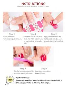 64 - Piece Nail Art ! Winter Pink Glitter Self - Adhesive Nail Polish Strips, Perfect For DIY Home Nail Art, A Must - Have Set For Women