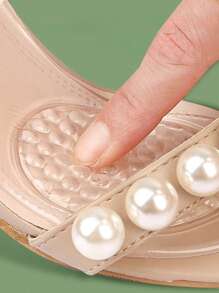 1 Pair Women's Self-Adhesive Transparent Shock-Absorbing 3/4 Length High Heel Insole, Washable Shoe Accessory For Comfortable Walking - Clear - View 4