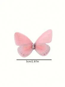 100pcs Soft Pink Transparent Butterfly Decorations, 3D Fabric Realistic Butterflies Suitable For DIY Crafts, Nail Art And Photography Props