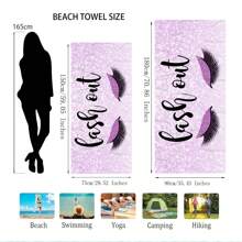 1 Pc Extra Large Beach Towel, Purple Feather Design, Essential Travel & Vacation Gift, Swimming Pool Towel, Camping & Beach Necessities For Adults Summer,Holiday