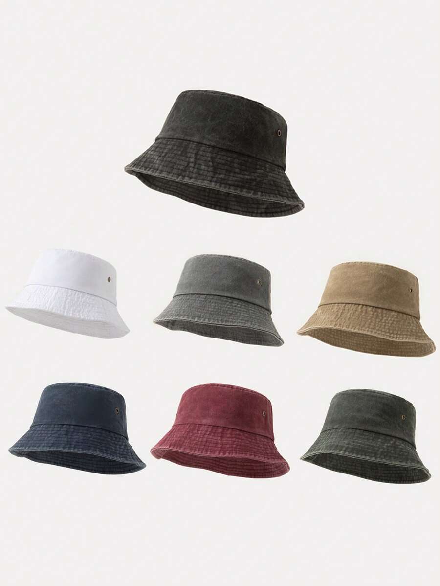 1 pieza Sombrero de cubo de unicolor y transpirable con perforaciones, adecuado para primavera, verano y otoño, sombrero de sol para hombre para uso diario al aire libre. Sombrero de verano adecuado para actividades al aire libre en verano como senderismo y pesca