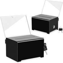 Black Acrylic Donation Box With Lock Sign Holder Comments Box For Business Cards Donations Voting Fundraising - Black - View 5