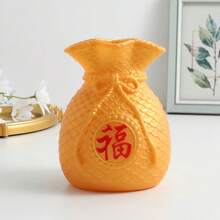 1pc Chinese Style Wheat Ear Lucky Bag Vase, Living Room Decor, Wealth-Attracting Money Bag Vase Ornament, Resin Home Party Decoration Gifts Birthday Graduation