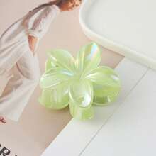 1pc Iridescent Daisy Flower Hair Claw Clip, Colorful Floral Oval Leather Texture Flat Hair Accessory, Ponytail Hair Claw Clip Hair Clips Hair Jaw Clip Hair Clamps Hair Clutch Hair Catcher Clip