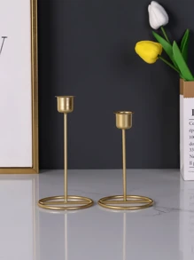 1pc European Style Iron Art Double Cup Design Candlestick For Home Living Room Kitchen Dining Room Wedding Party Table Decoration