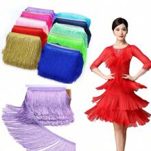 2/10Yards/Pack 15cm Fringe Trim Lace Polyerter Fibre Tassel 4inch Wide Long For Clothes Accessories Latin Wedding Dress DIY Lamp Shade Decoration - Multicolor - View 13