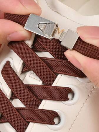 1 pereche de șireturi elastice fără legături cu cataramă întrerupătoare, șireturi maro lejere, potrivite pentru adidași, pantofi sport, pantofi casual, accesorii, idei de cadouri