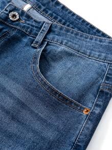 Casual Simple Washed Denim Jeans For Men, Slim Straight Leg Lightweight Business Pants, All-Season - Blue - View 7