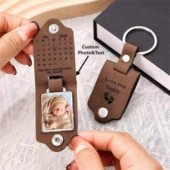 Custom Photo And Text The Day You Became My Daddy Keychain For Dad, Personalized Baby Photo Keyring Gift For Dad, First Time Day Gift For Husband, New Born Gift, Stainless, Engraved, Customized, Ideal Gifts For Her, Her, Boyfriend, Family, Friends, Bag Charms, Bag Charms, School Supplies, Back To School, For For University, High School Senior High School Students, College Students, University Students, Freshman, Sophomore, Underclassmen, Chic Autumn, Apparel Accessories, Customized Keychains & Accessories
