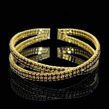 1pc Luxurious Intersected Synthetic Zirconia Bracelet, High-End Accessory Suitable For Gift, Daily Wear, Party, Wedding Occasions - Silver-red - View 34