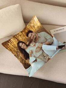 1 fronha personalizada para decoração de casa, Dia dos Namorados, Natal, Ação de Graças, padrões de Ano Novo, fotos de casal/família impressas, impressão em um único lado, núcleo de travesseiro não incluído.
