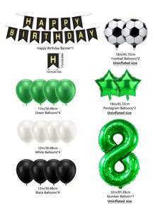 18 件足球主题生日气球套装、绿色数字气球套装、生日派对装饰品